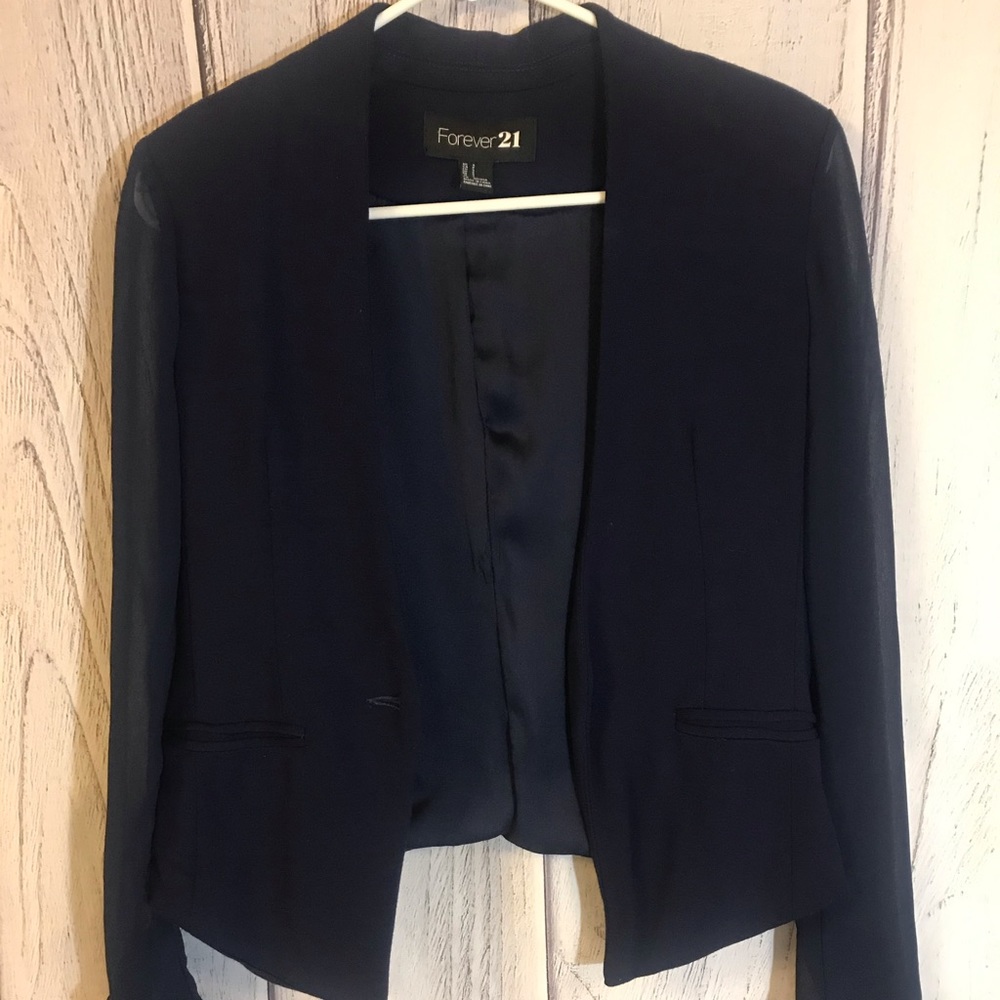 Forever 21 Navy Blazer w/ Sheer Arms